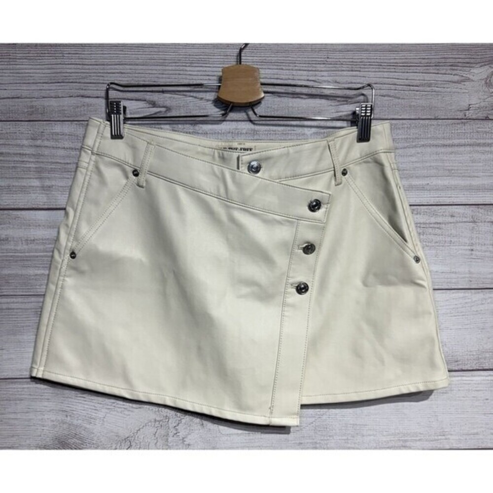 New Free People We The Free Wynne Vegan Leather Mini Skirt Bone White Cream 31